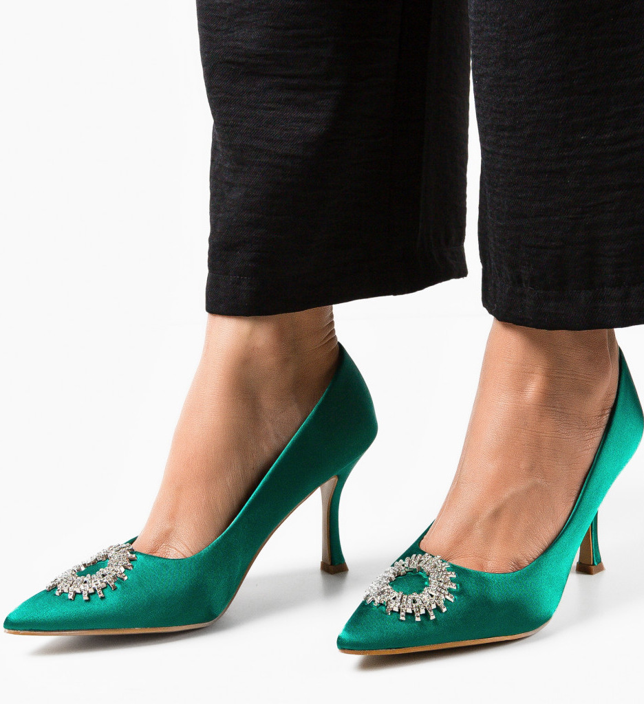 Pantofi Gallegos Verzi cu Toc Eleganți - imagine 2