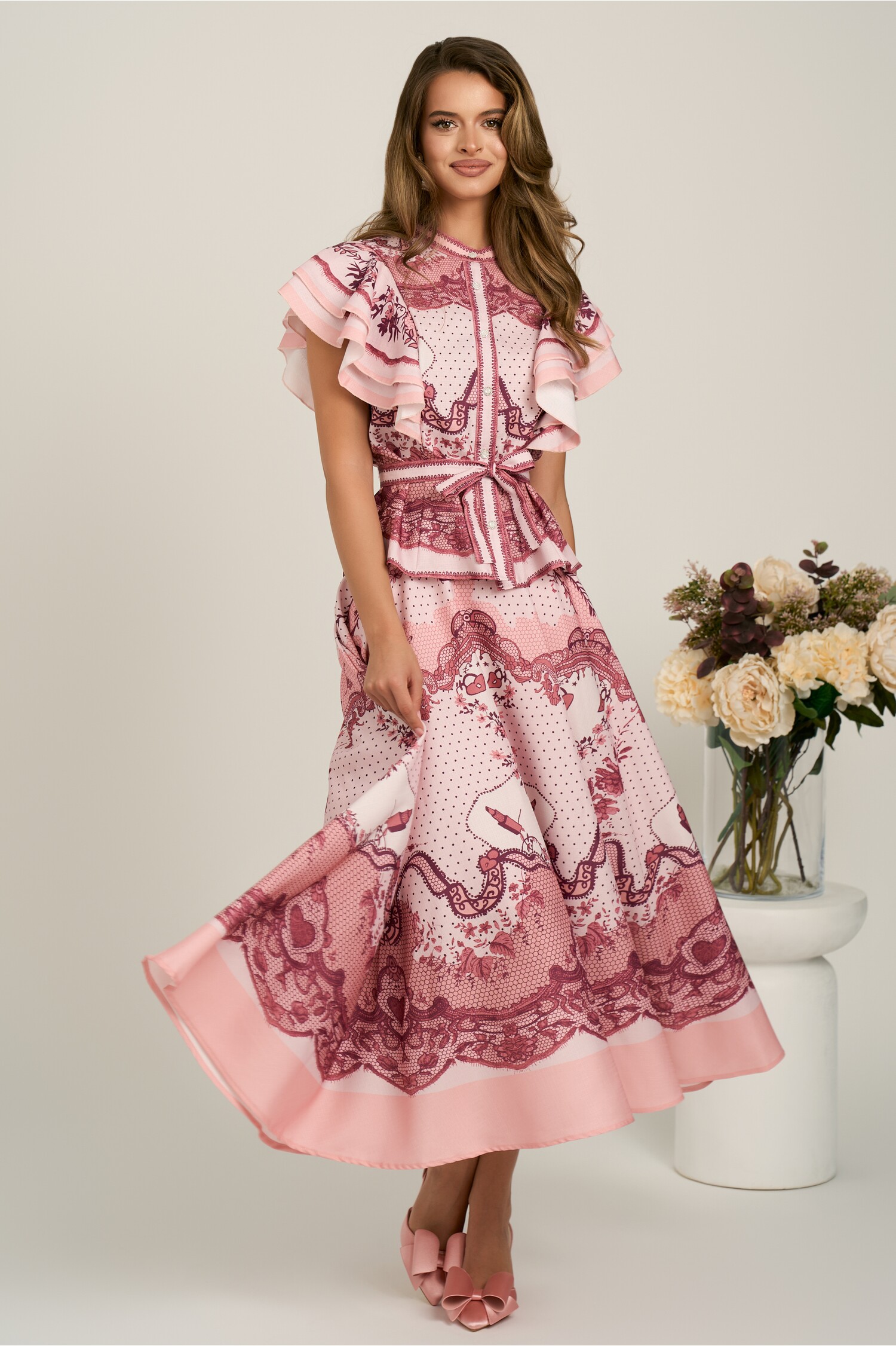 Compleu Roz Viscosa Eleganta Dama