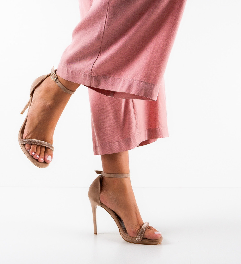 Sandale Taps Bej cu Toc Elegant - imagine 2
