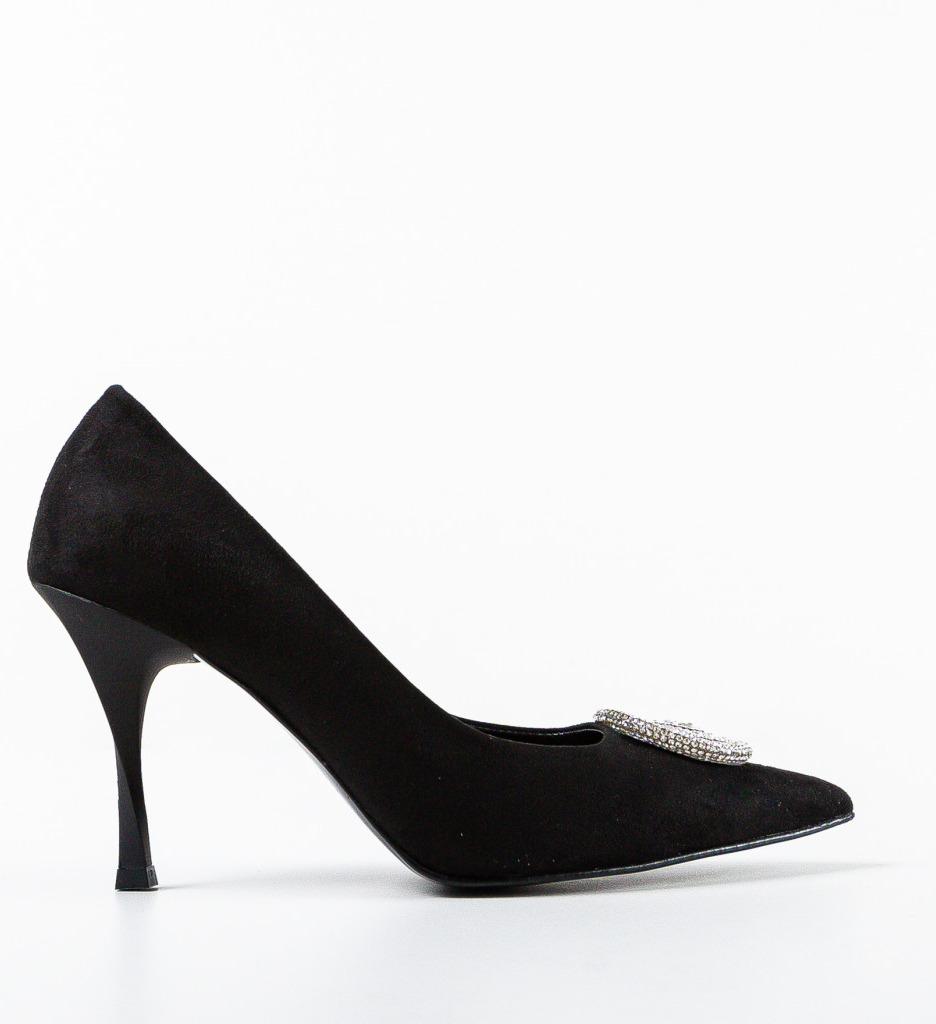 Pantofi Grenys Negri Eleganți cu Toc - imagine 2