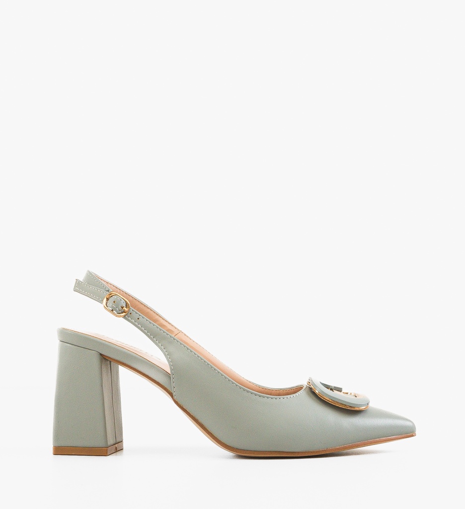 Pantofi Dama Stayky Gri cu Toc Eleganți - imagine 7
