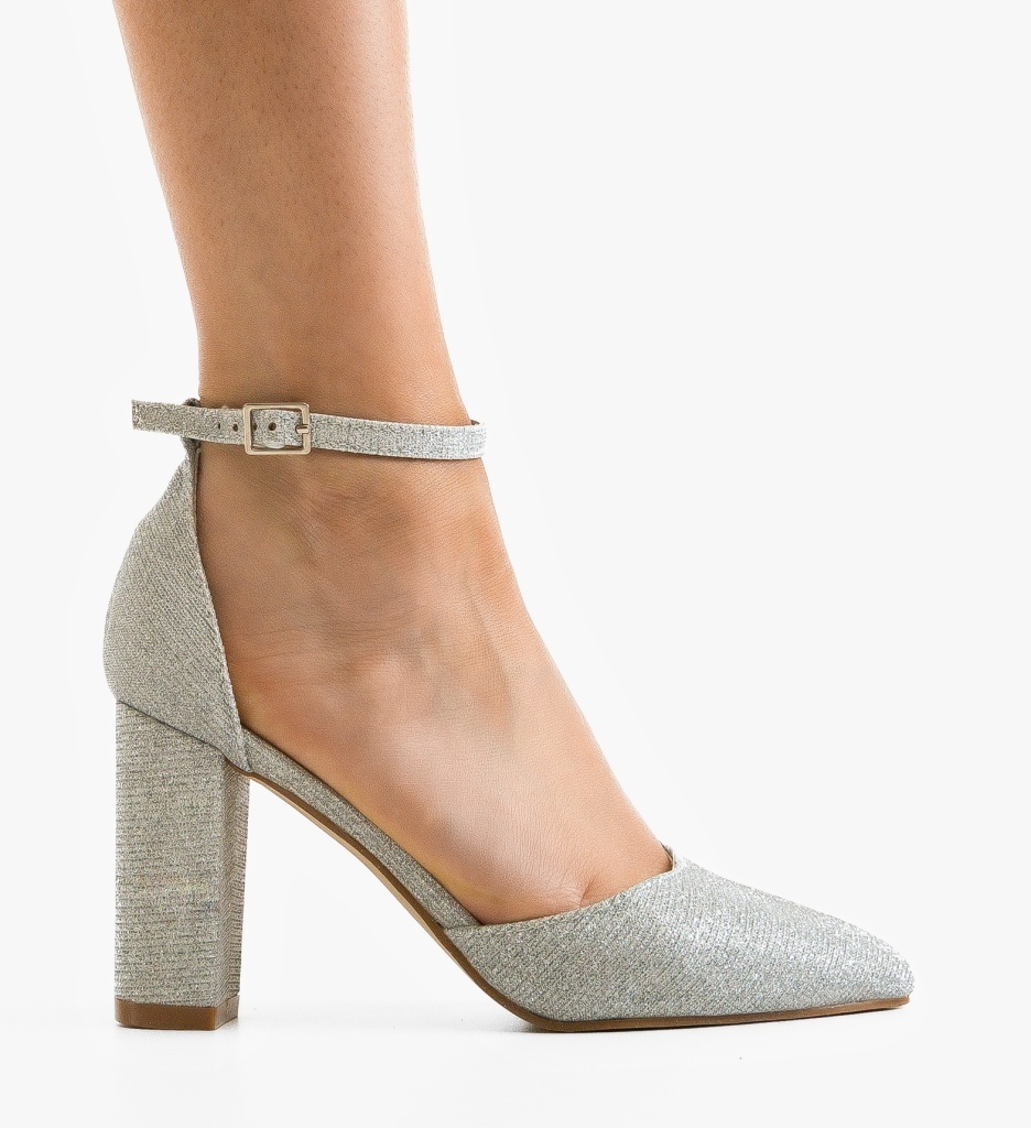 Pantofi Dama cu Toc Young Argintii - Eleganta Disponibila - imagine 6