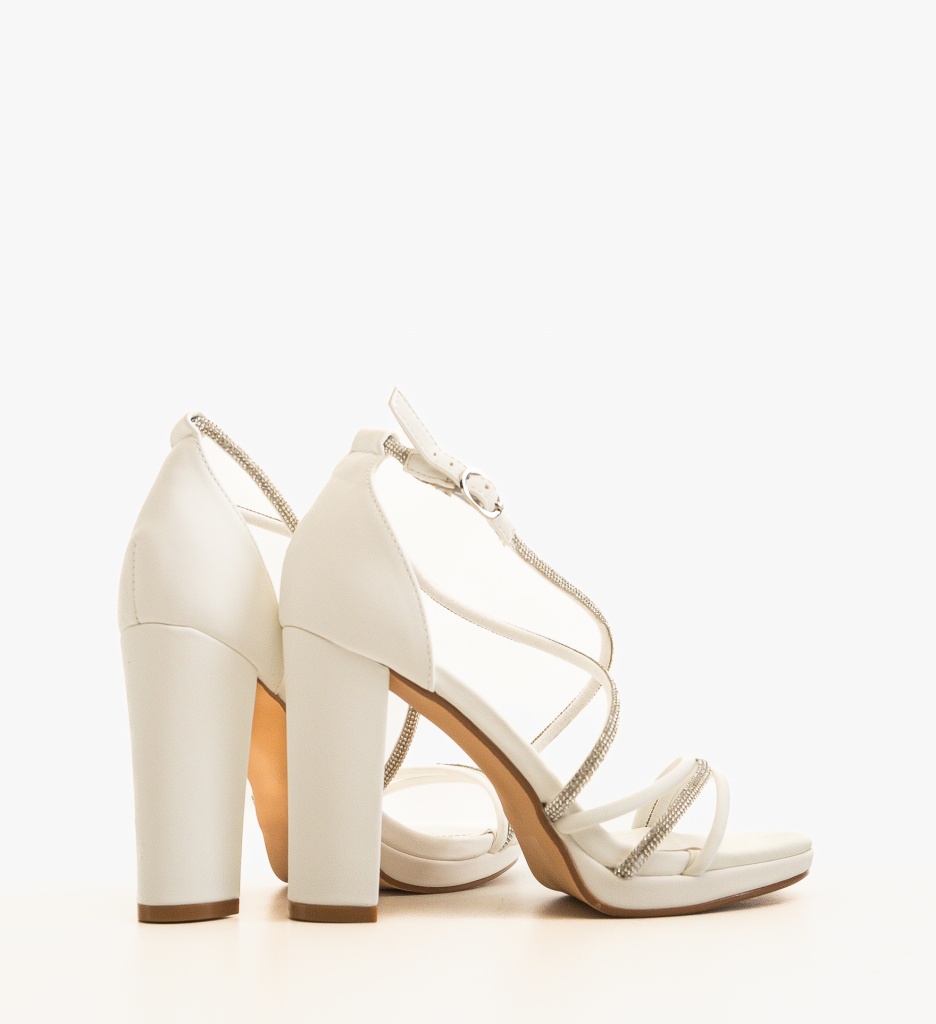 Sandale cu toc Sitti Albe | Eleganță și Stil - imagine 2
