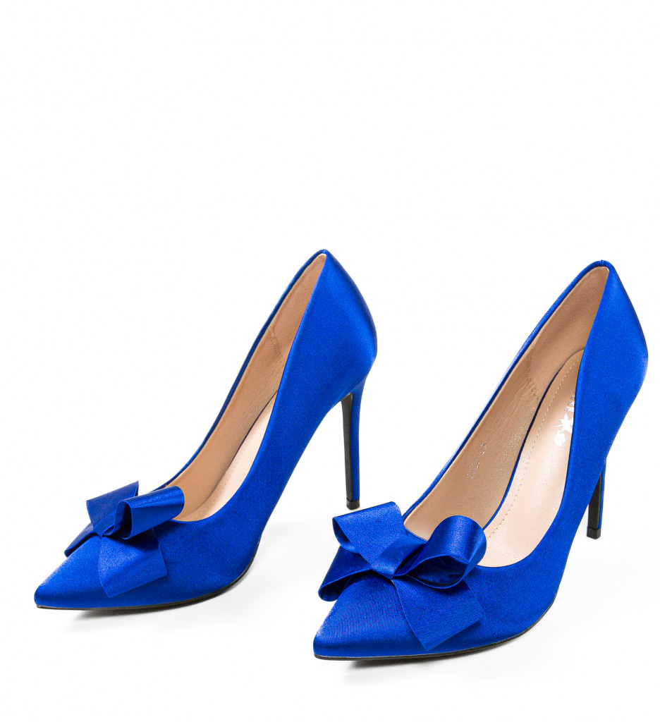 Pantofi Haldyt Albastru cu Toc Elegant - imagine 6