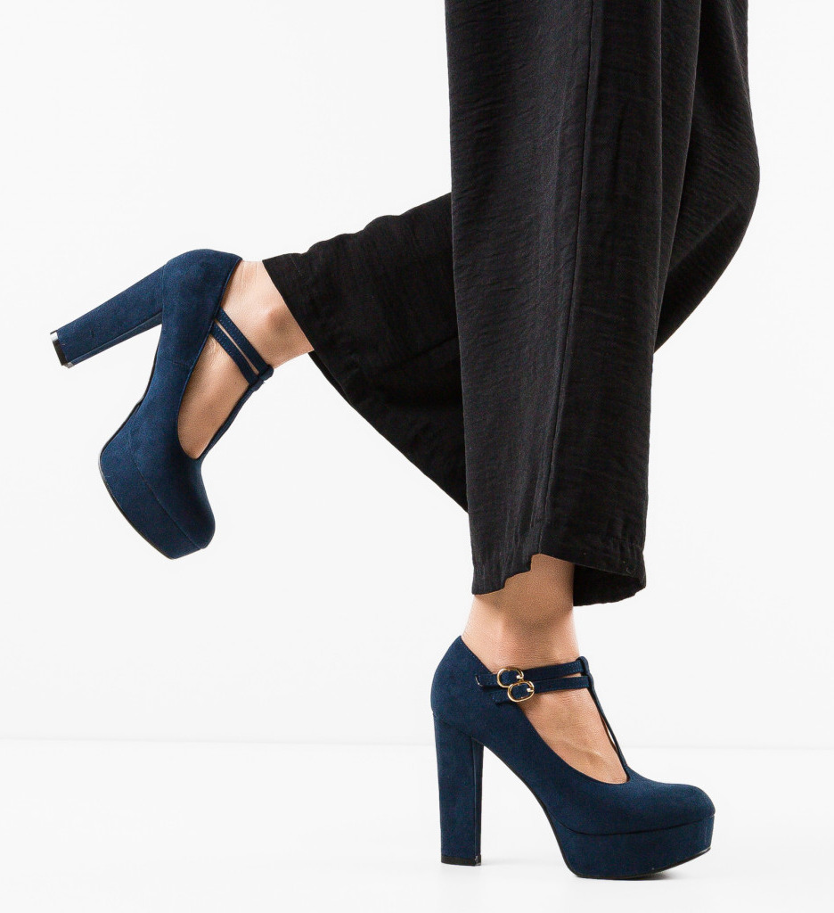 Pantofi Dama Bleumarin cu Toc - Eleganță Summers - imagine 4
