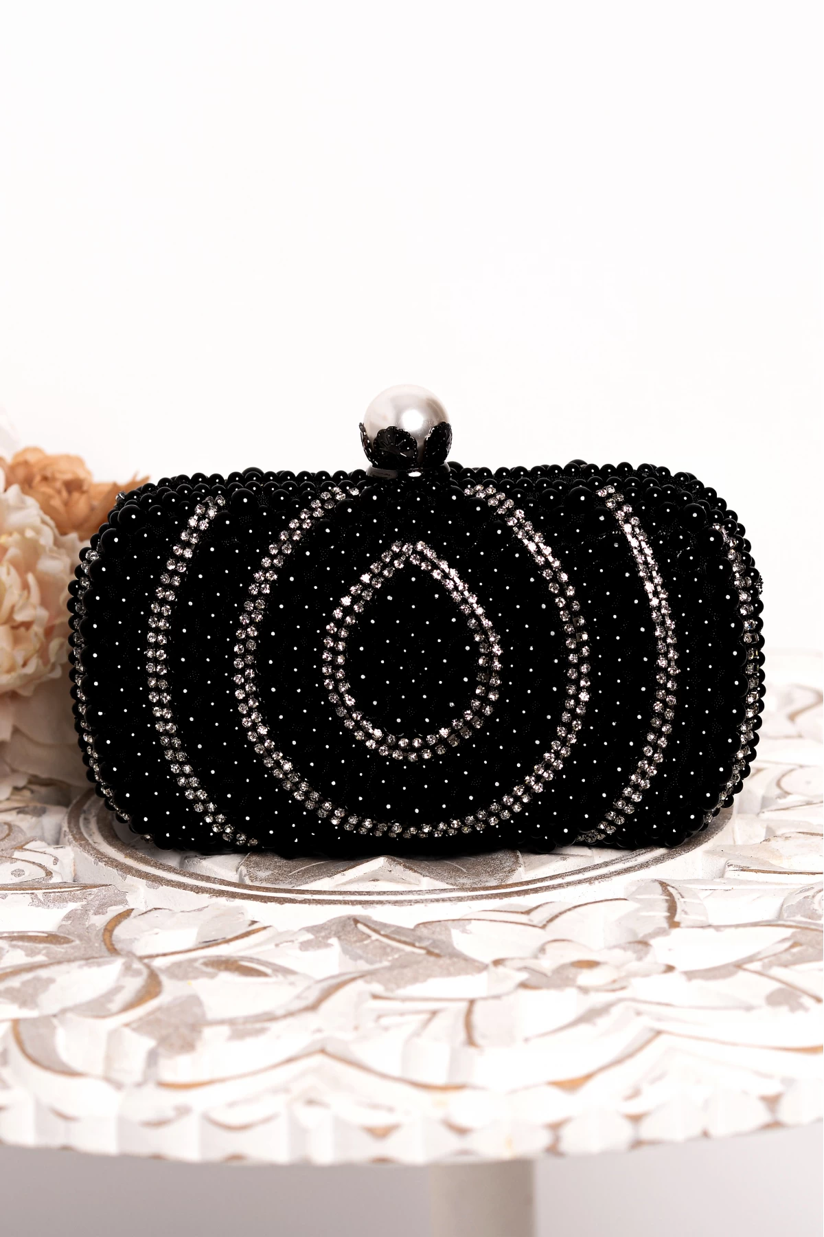 Geanta Eleganta Neagra cu Perle | Inpuff Basic