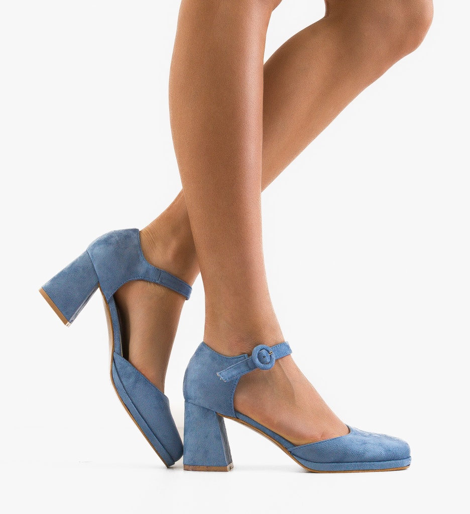 Pantofi dama Rafe Albastri cu toc elegant