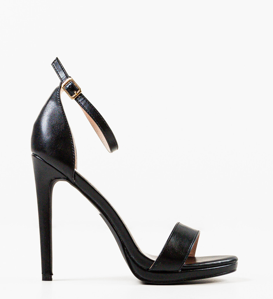 Sandale Akou Negre cu Toc Elegant - imagine 6