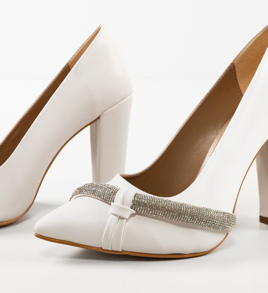 Pantofi cu Toc Pynay Albi | Stil Elegant - imagine 12