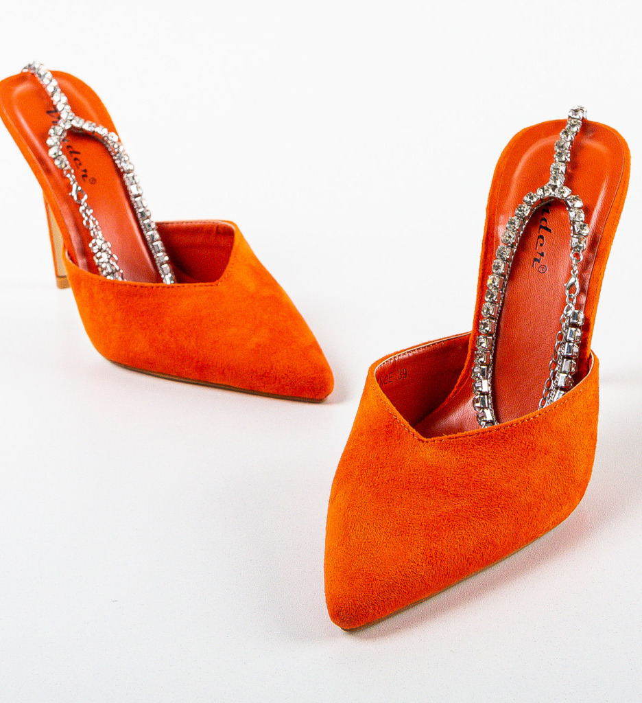 Pantofi Jole Portocalii cu Toc Eleganți - imagine 7