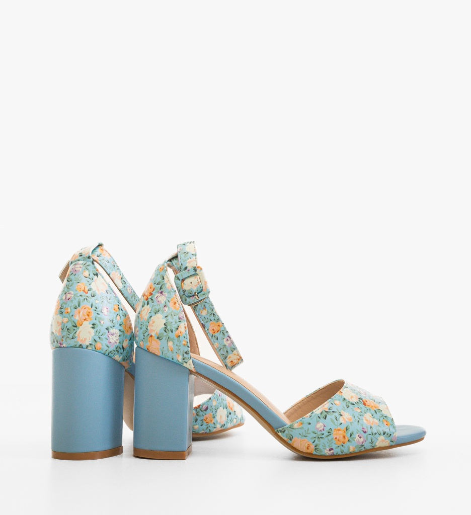 Sandale Buket Albastre cu Toc Elegant - imagine 3