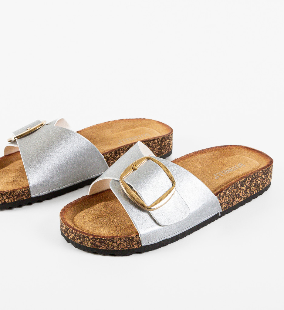 Papuci Dama Terry Argintii - Confort Premium - imagine 5