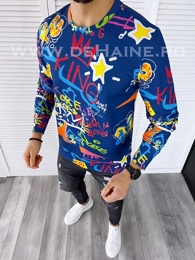 Bluză Bărbați Bleumarin Slim Fit Silon