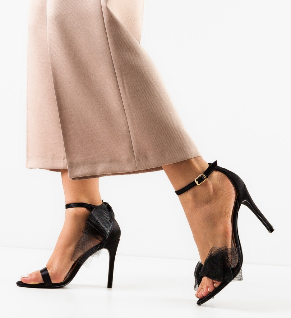 Sandale Dama Roxom Negre cu Toc Stilat - imagine 3