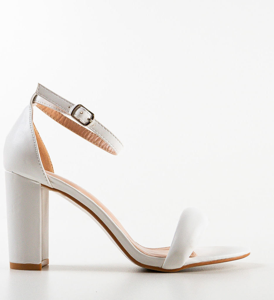 Sandale cu Toc Bethan Albe | Eleganță Asigurată - imagine 4
