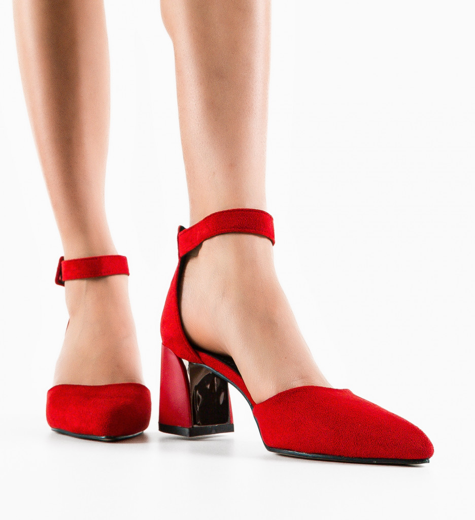 Pantofi Dama Gora Rosii cu Toc Eleganti - imagine 2