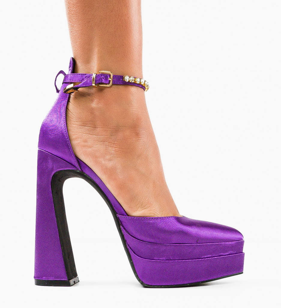Pantofi dama Leydey Mov cu toc elegant - imagine 7