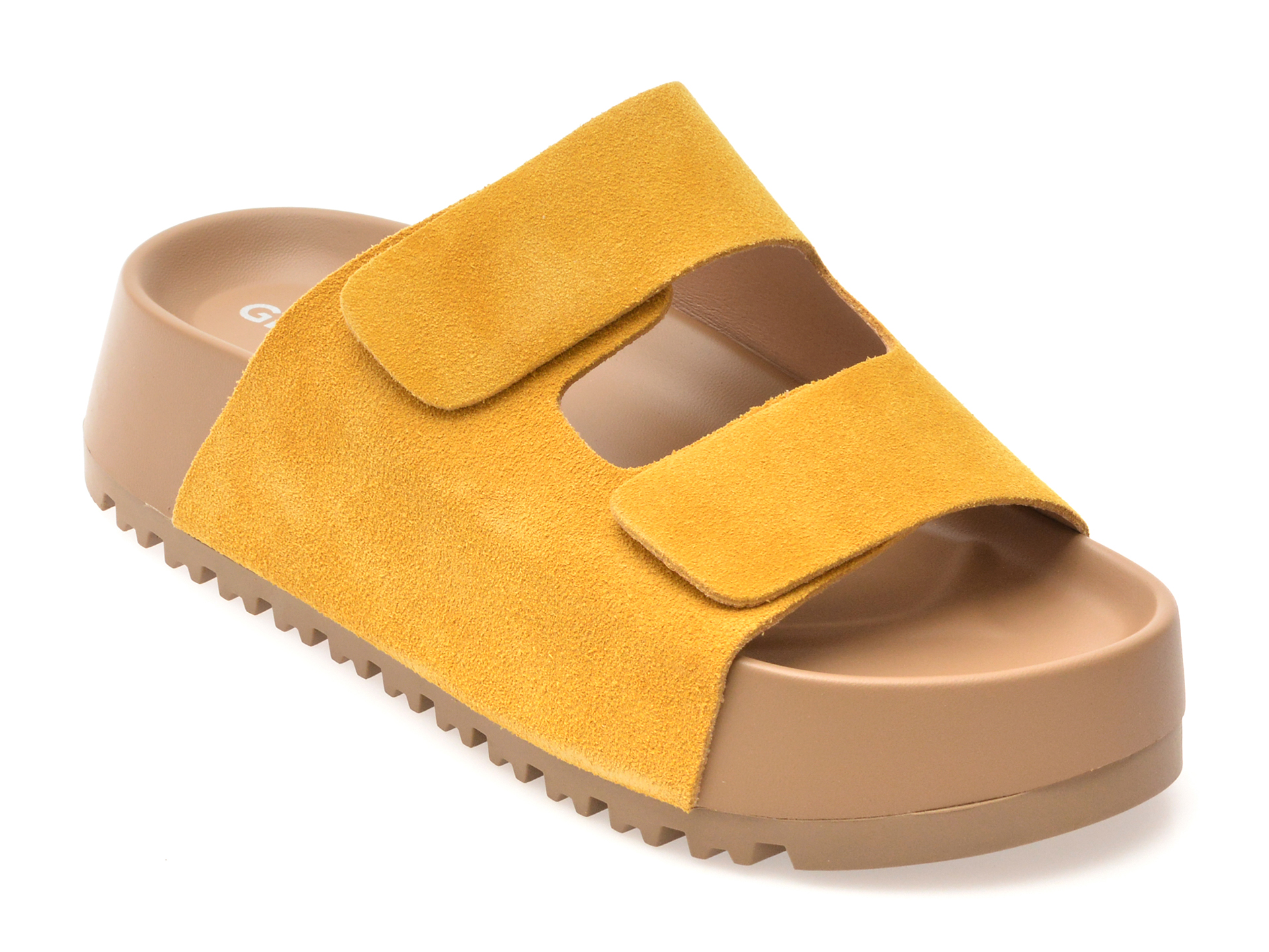 Papuci GRYXX Galbeni din Piele Întoarsă