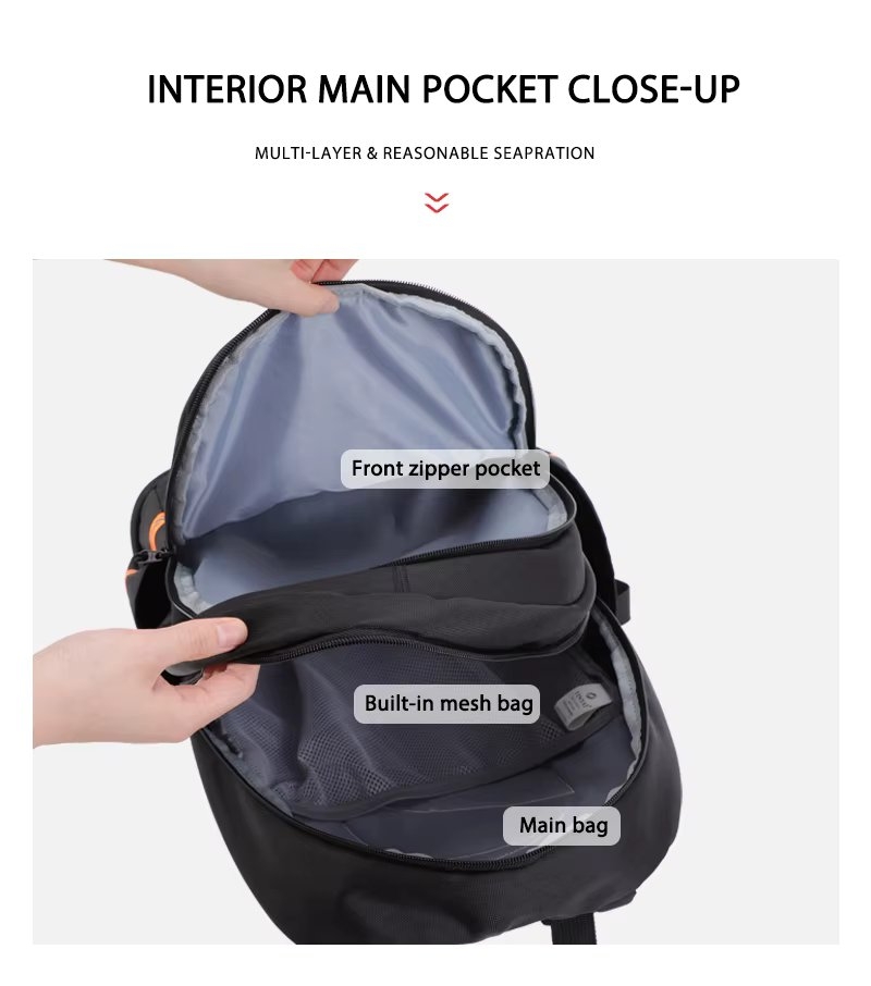 Rucsac Pliabil Picadili cu Port USB, Negru - imagine 6