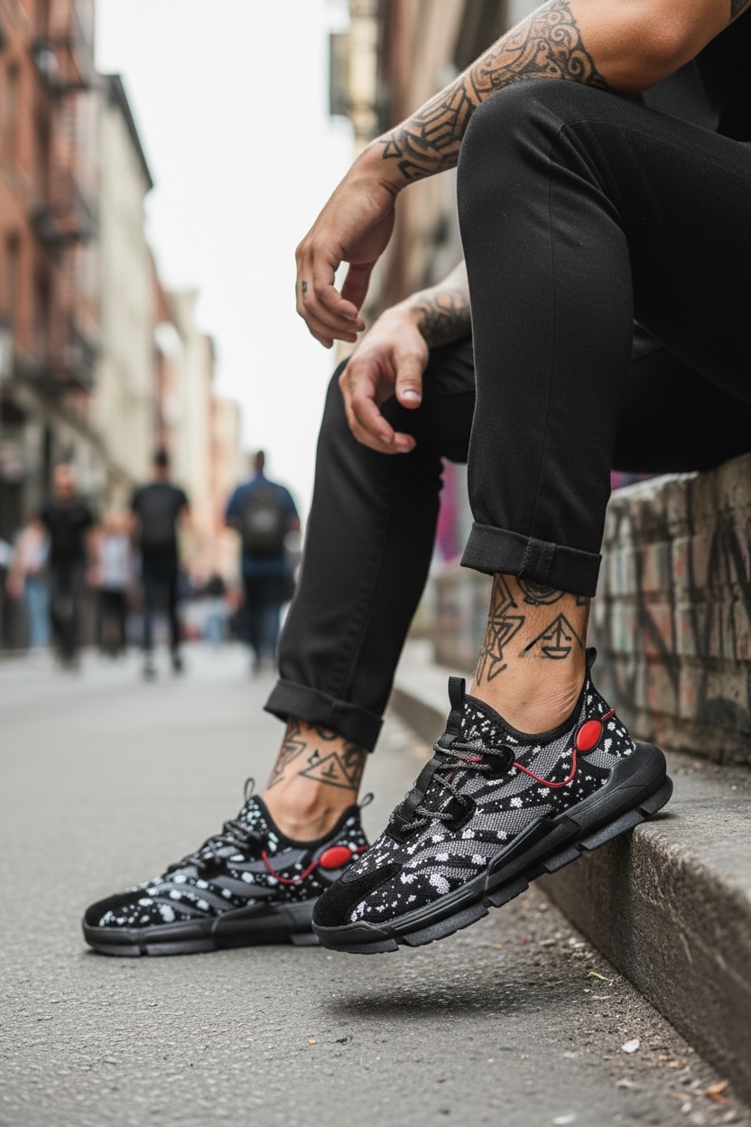 Adidași Bărbați Negri Confort din Pânză DH52 - imagine 2