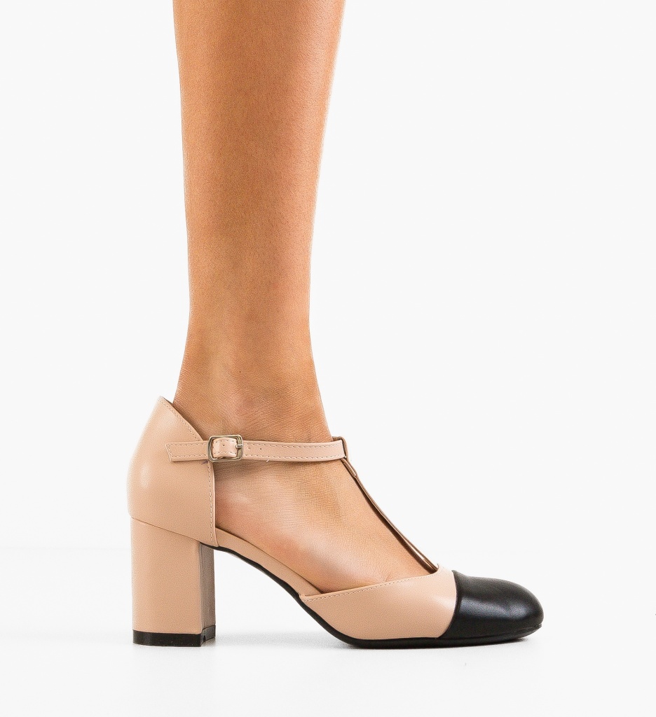 Pantofi cu toc Ambe Bej eleganți - imagine 5