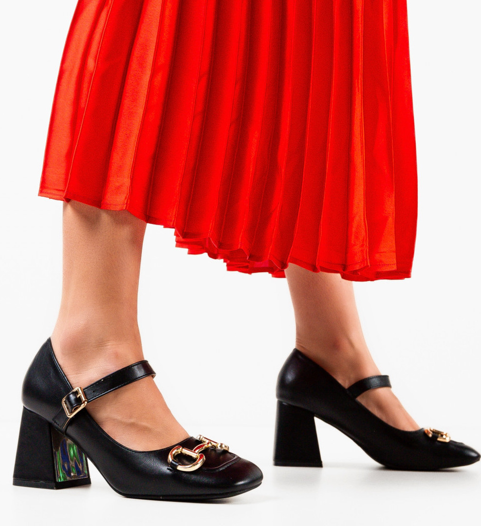 Pantofi Archie Negri Eleganți cu Toc - imagine 2