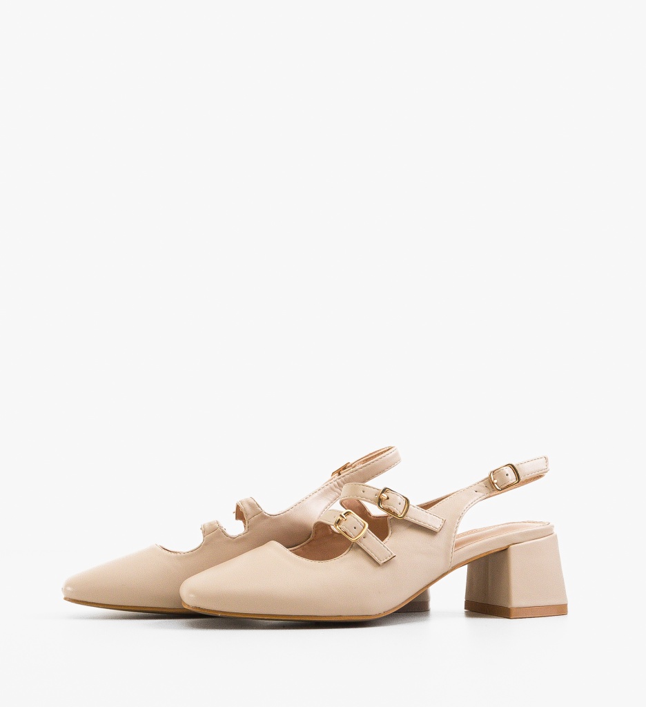 Pantofi Wiktor Nude Eleganți cu Toc - imagine 5