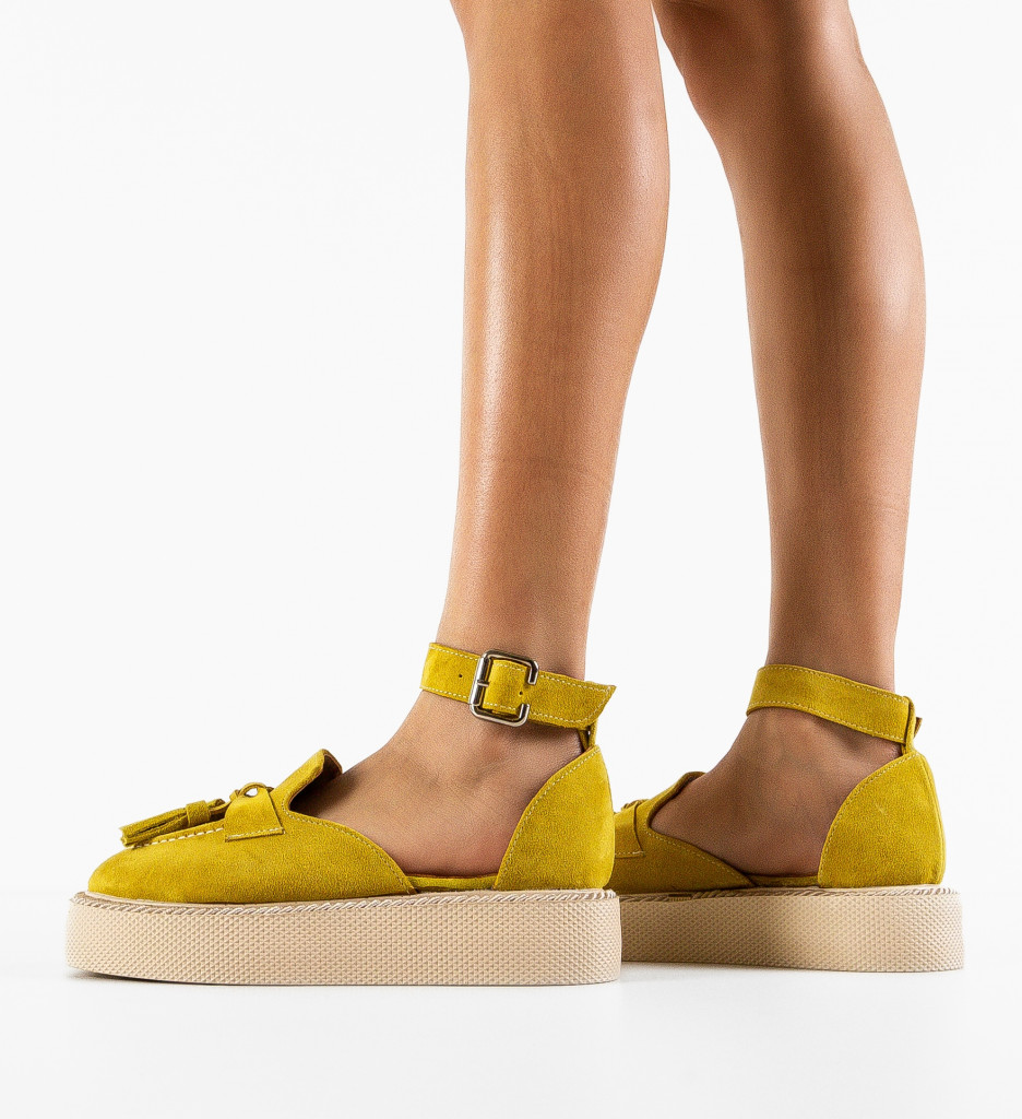Pantofi Casual Galbeni Cestus - imagine 3