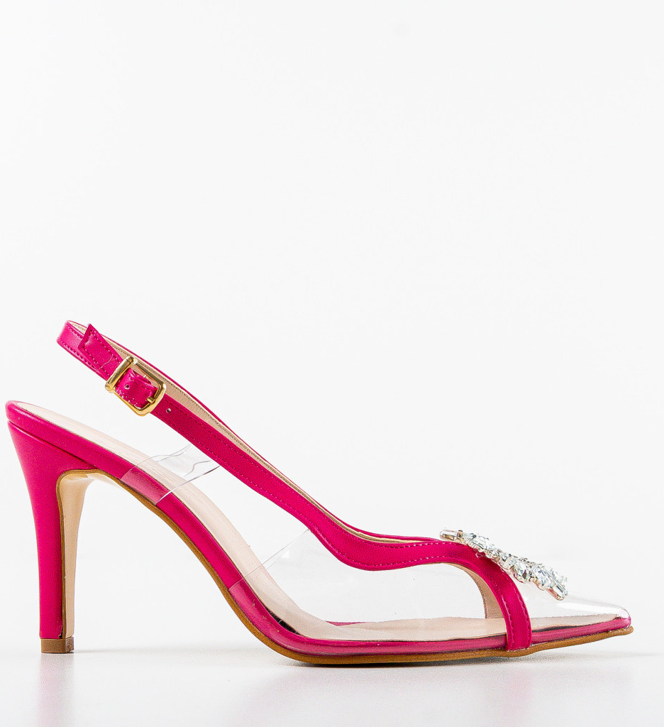 Pantofi Dama Recce Roz cu Toc Elegant - imagine 4