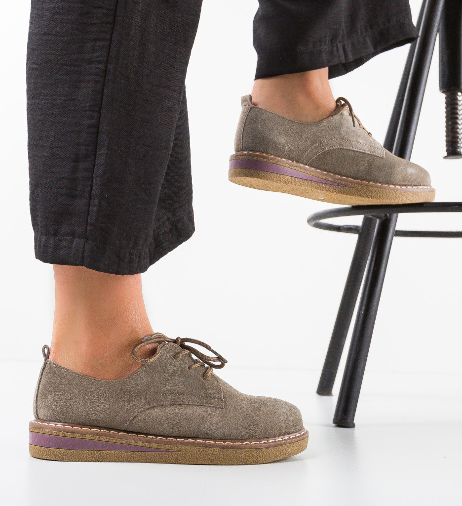 Pantofi Casual Romena Khaki - Confort Stilat - imagine 2