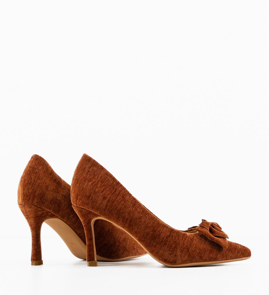 Pantofi Vynel Maro Eleganți cu Toc - imagine 5