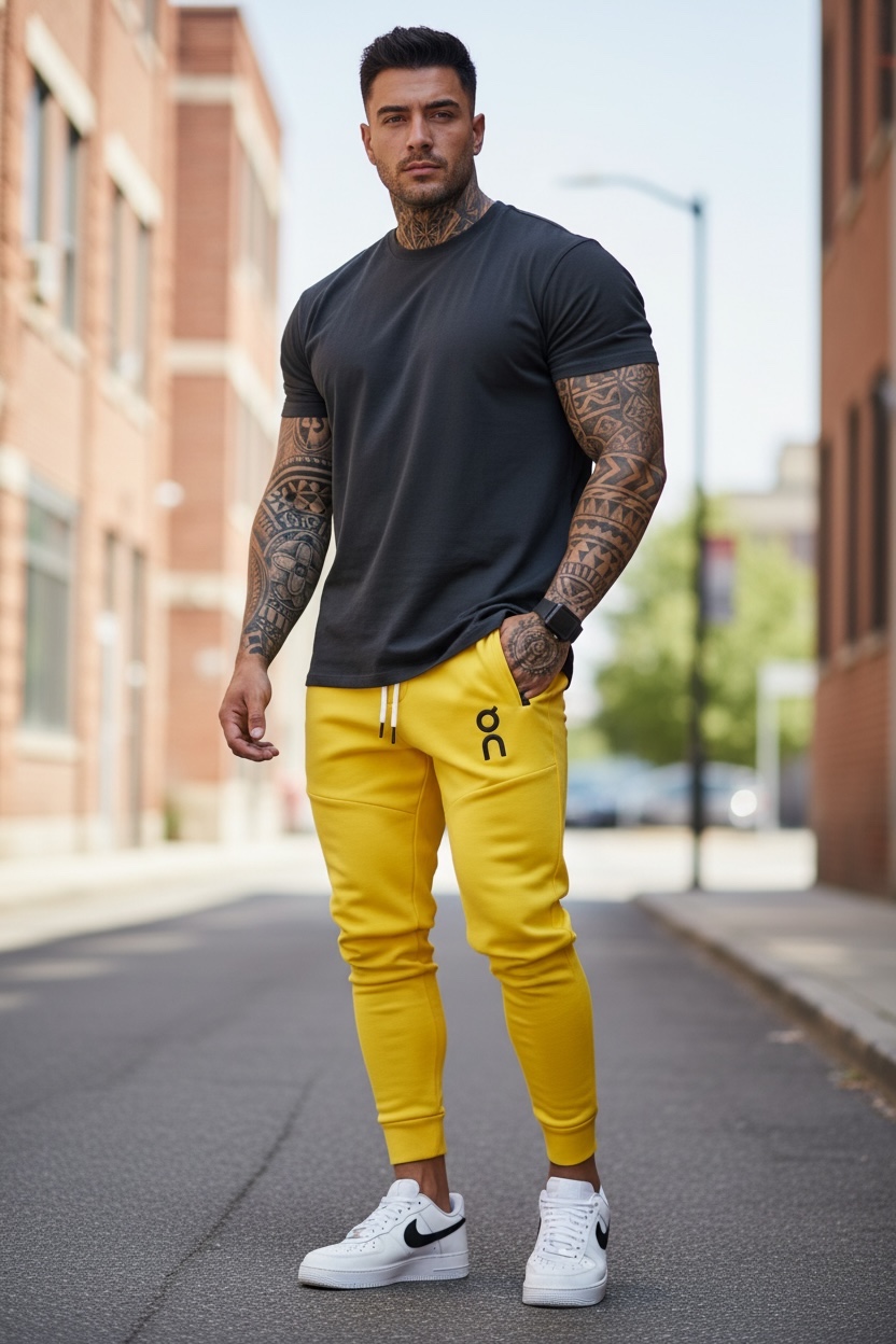 Pantaloni Trening Conici Mustar | Stil și Confort - imagine 2