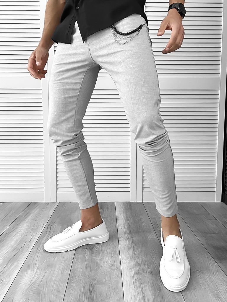 Pantaloni Barbati Casual Gri 100% Bumbac