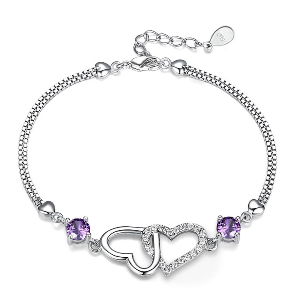 Bratara argint 925 inima rodiu cubic zirconia Amanda