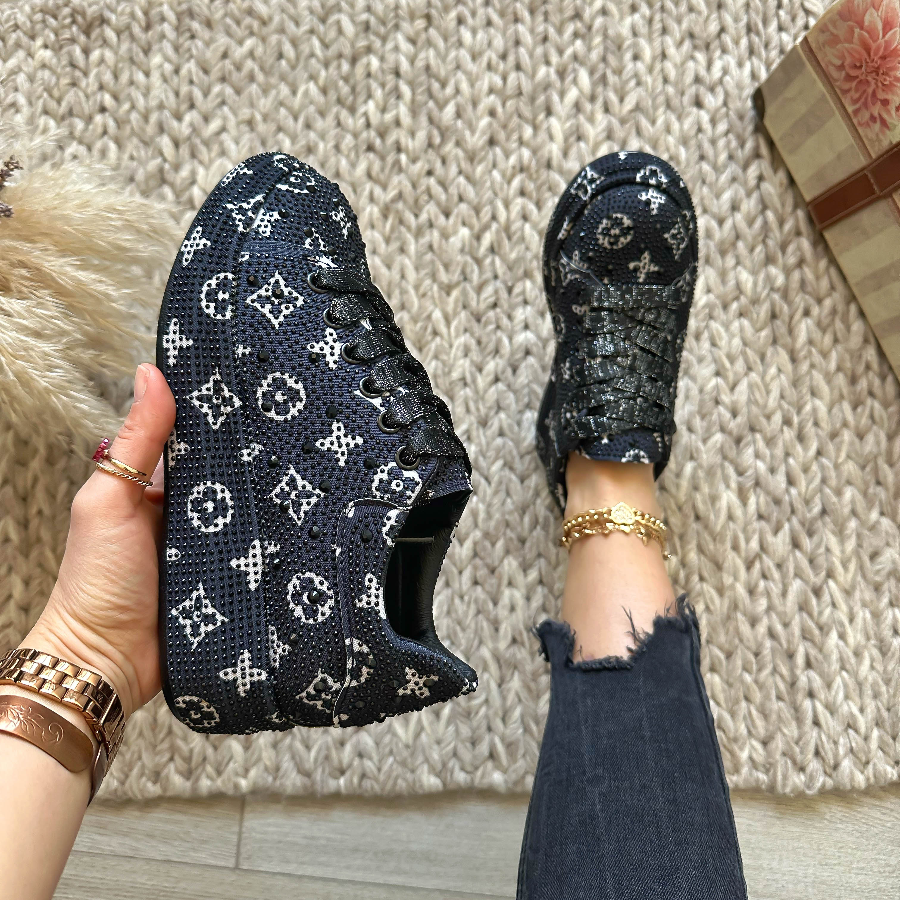 Adidași Dama Casual Negri cu Imprimeu - Confort Superior