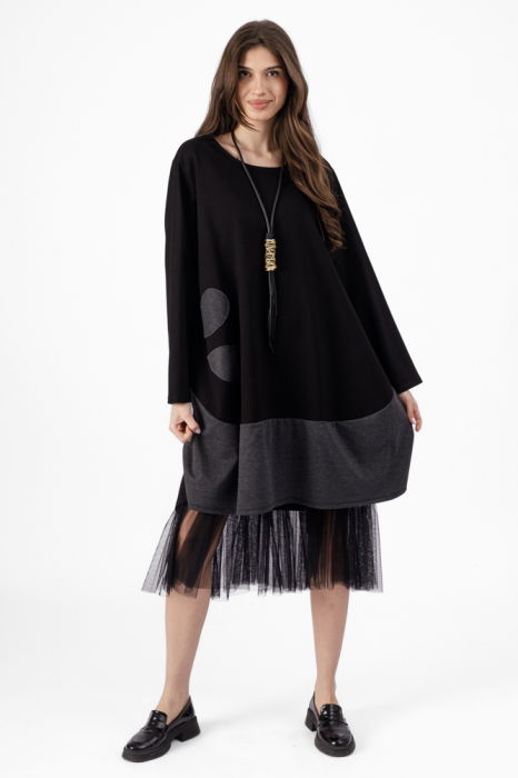 Rochie Neagra Oversize 2-in-1 | Shopika