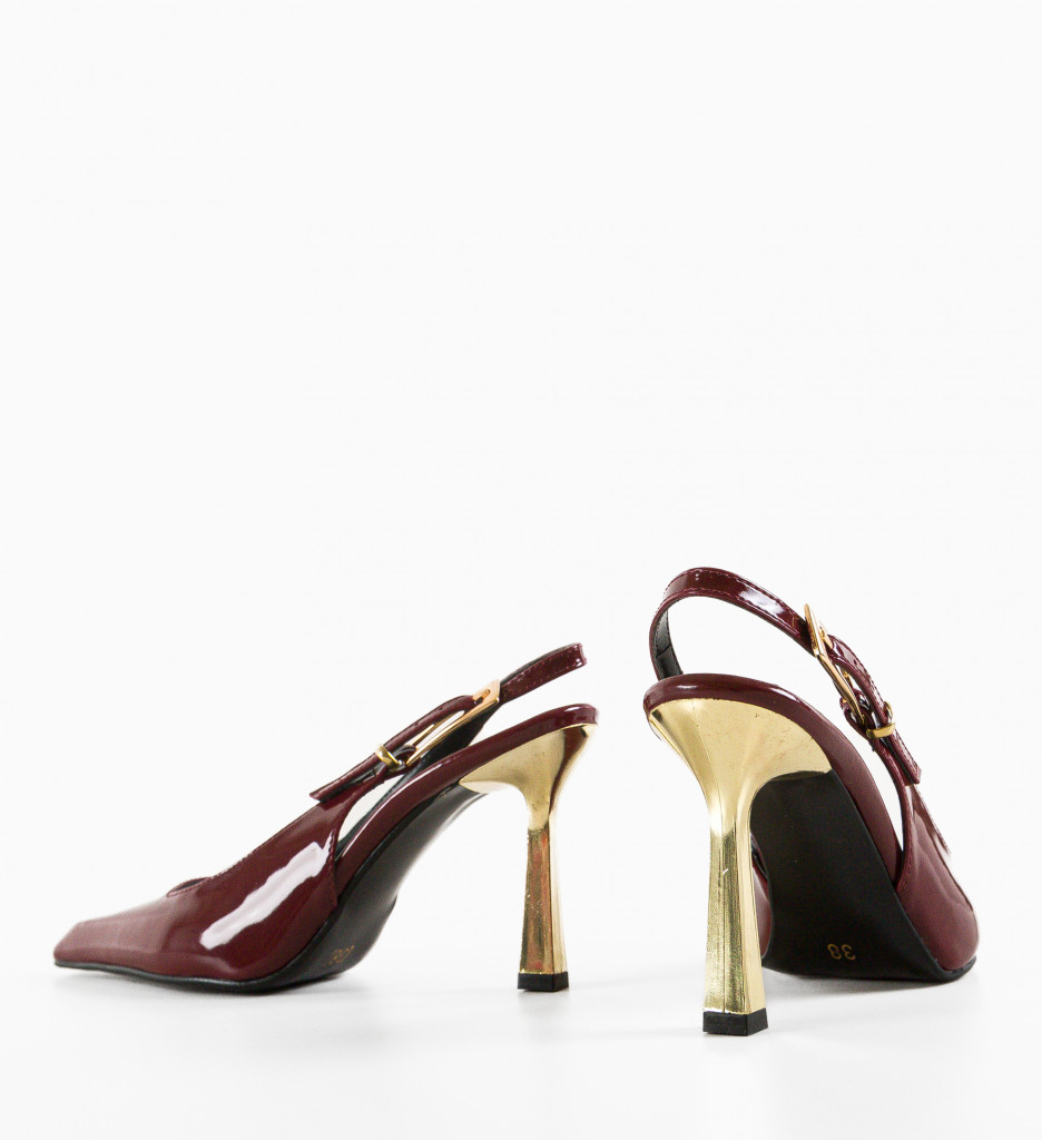 Pantofi Dama Grena cu Toc Elegant - imagine 7