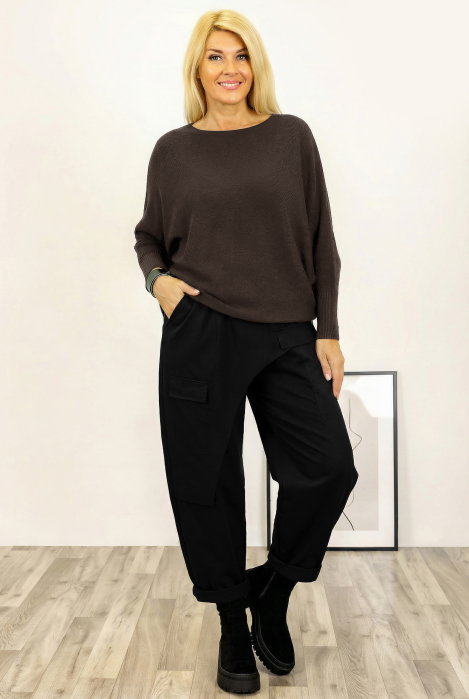 Pulover Reversibil Shopika cu Perle Maro