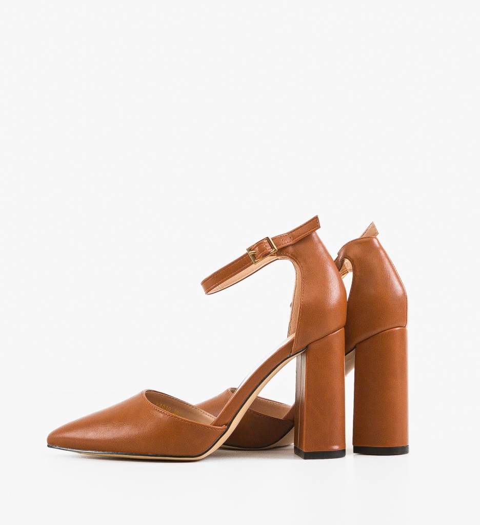 Pantofi dama Saira Camel cu toc elegant - imagine 6