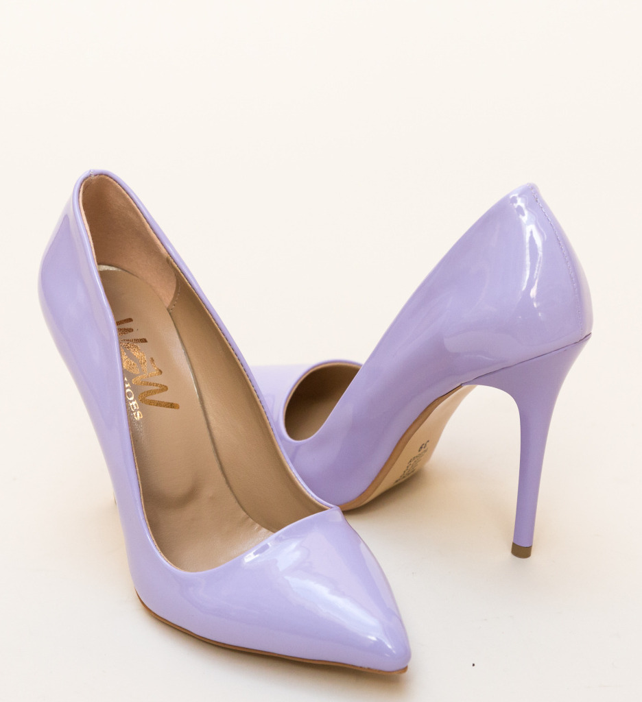 Pantofi Shaggy Mov cu Toc - Stil Elegant - imagine 6