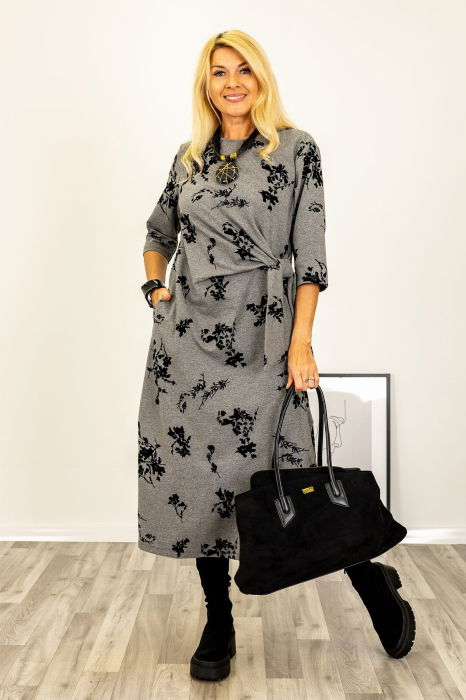 Stella Milani Rochie Florală cu Nod | Elegantă