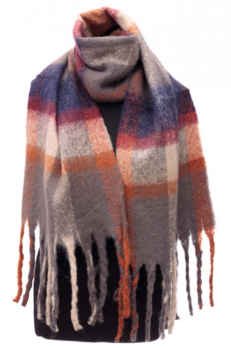 Fular Carouri Gri-Bordo Shopika | Accesorii Modă