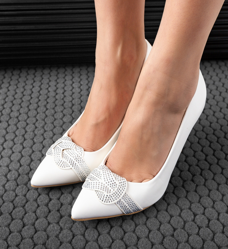 Pantofi Dama Brown Albi Eleganți cu Toc - imagine 3