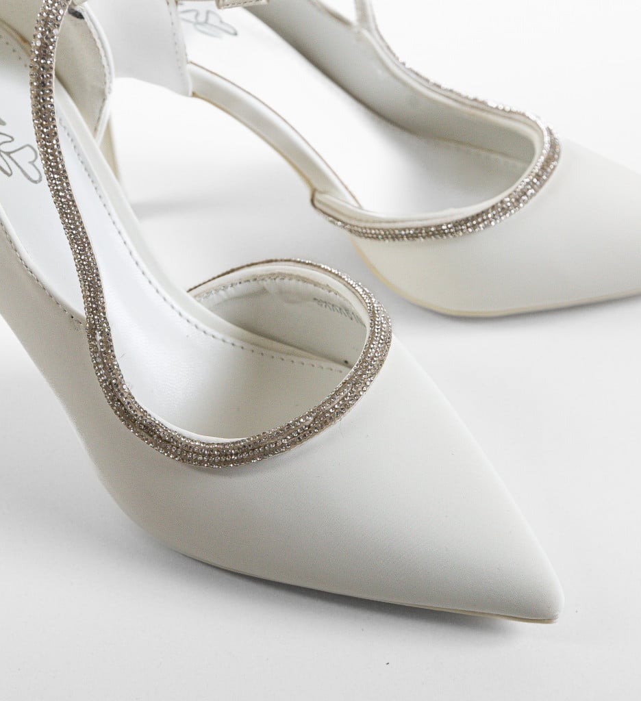 Pantofi dama Refe Albi cu Toc Eleganți - imagine 6