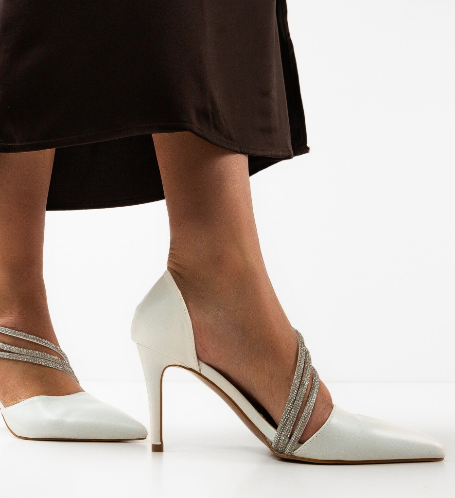 Pantofi Pratima Albi | Toc Elegant și Confort - imagine 3