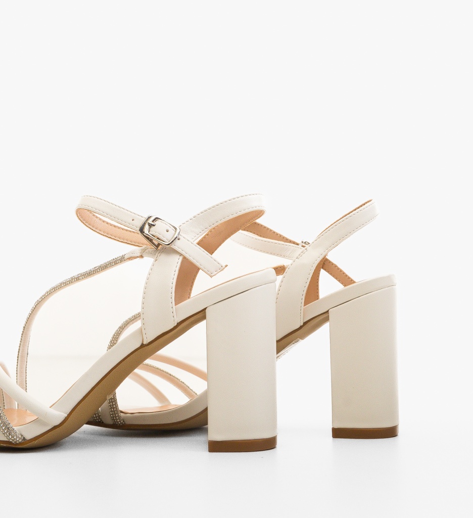 Sandale Dama Olber Albe cu Toc Elegant - imagine 3