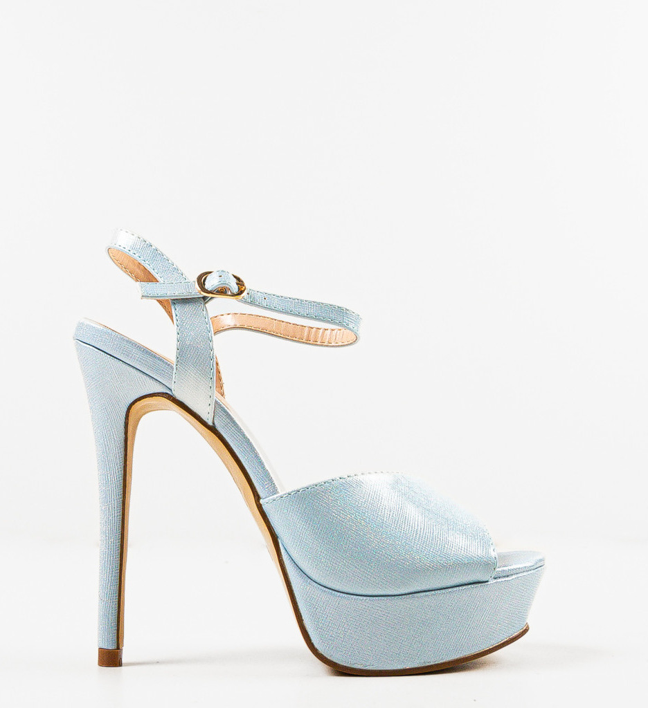 Sandale Ivy Albastre cu Toc Elegante - imagine 5