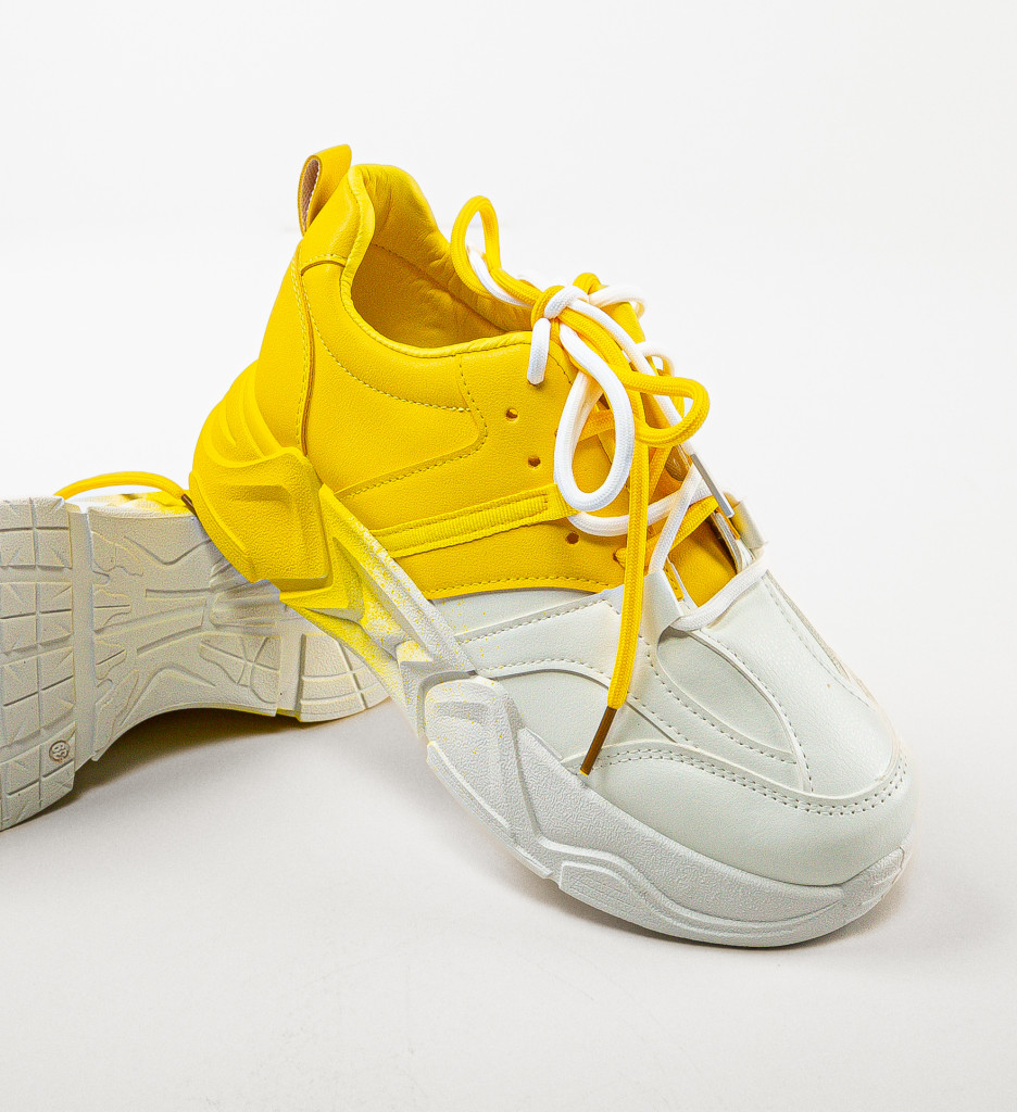 Sneakers Dama Double Galbeni Confort și Stil - imagine 5
