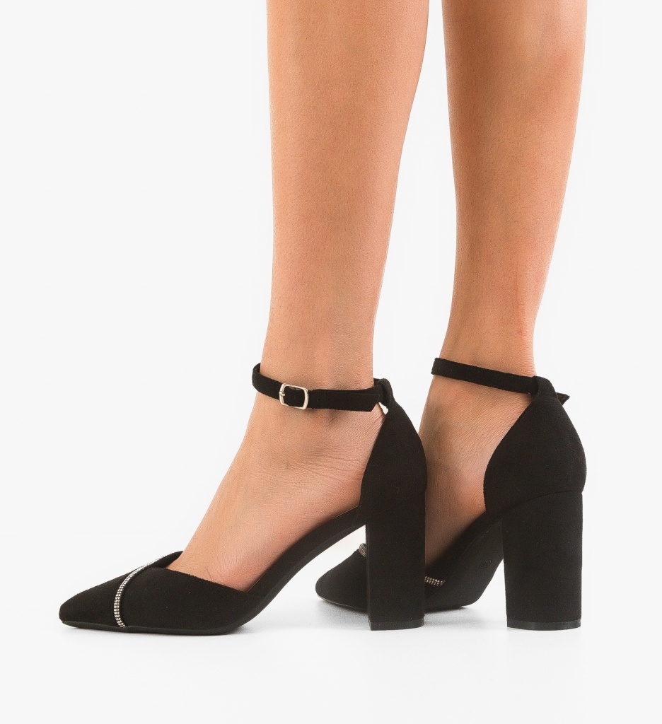 Pantofi Cemere Negri Eleganți cu Toc