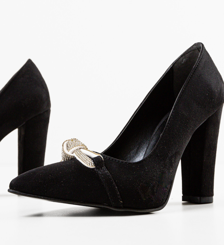 Pantofi dama Birline Negri eleganți cu toc - imagine 5
